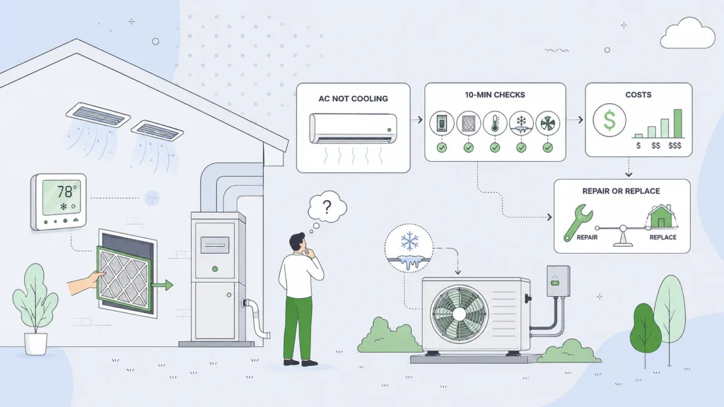 AC Not Cooling? 10-Minute Checks Before You Pay $200