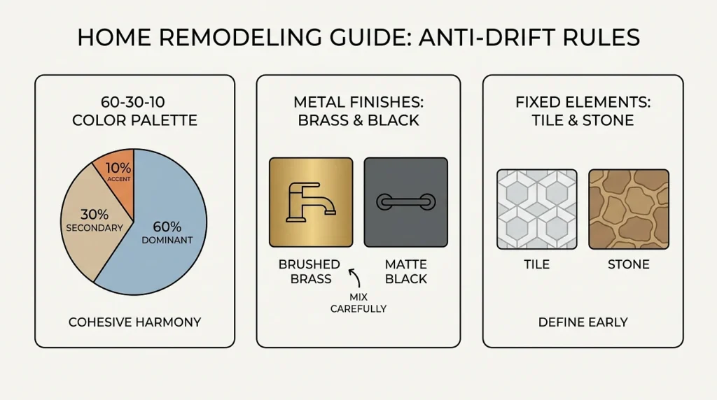 Remodeling Without Drift: 3 Colors, 2 Metals, One Rule