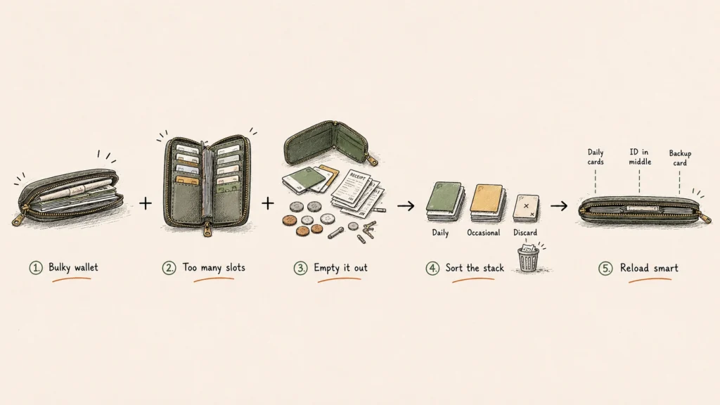 How to Organize a Long Wallet So It Actually Closes Flat