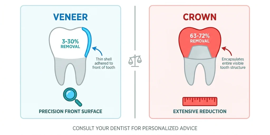 How Much Tooth You Permanently Lose With Veneers Versus Crowns
