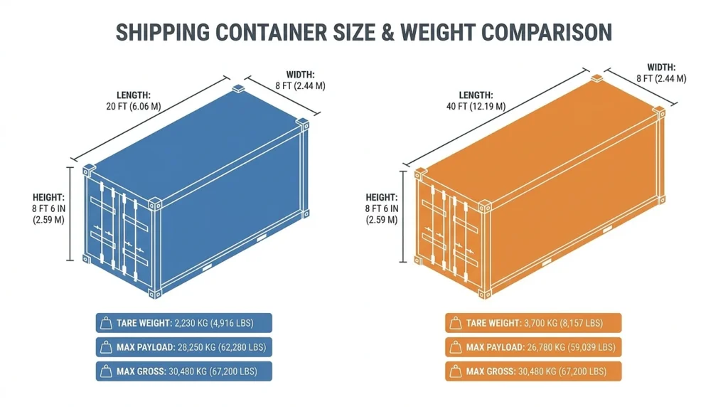 Shipping Container Sizes and Weights: The Complete Chart