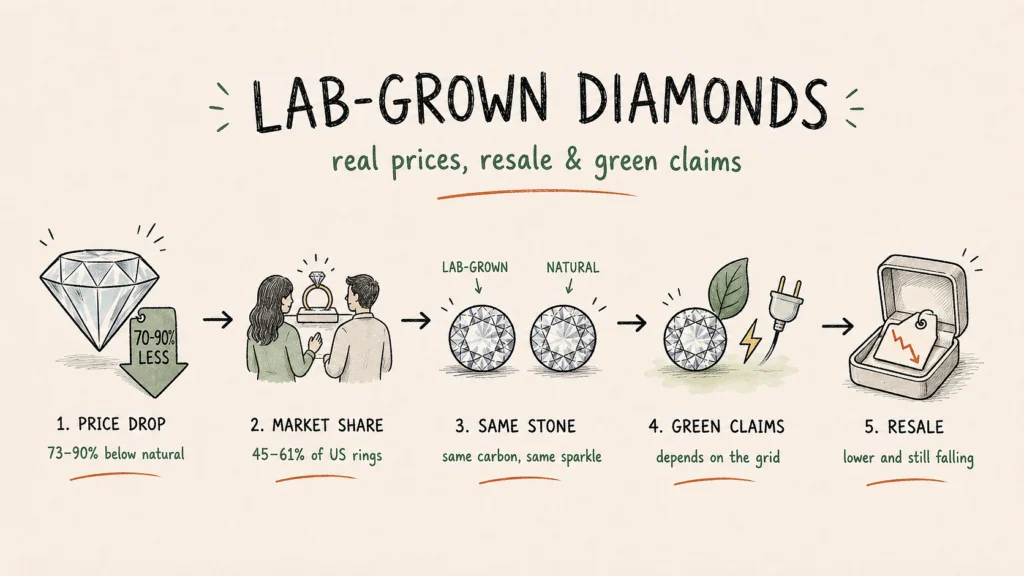 Lab-Grown Diamonds: Real Prices, Resale and Green Claims